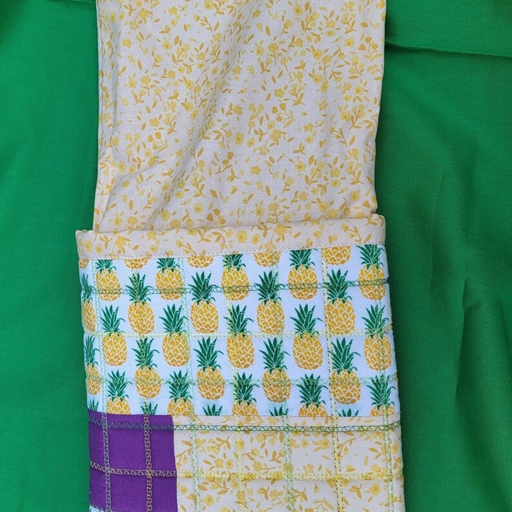 Pineapple Purple And Yellow Print Quilted Book Sleeve - Picture 3 of 7